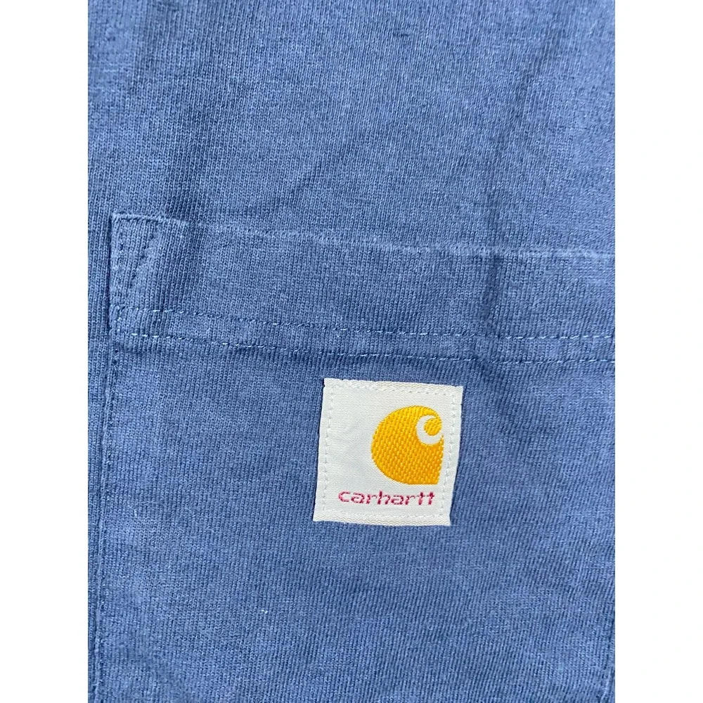 Carhartt Mens Loose Fit Heavyweight Long Sleeve Henley Shirt Blue Medium EUC